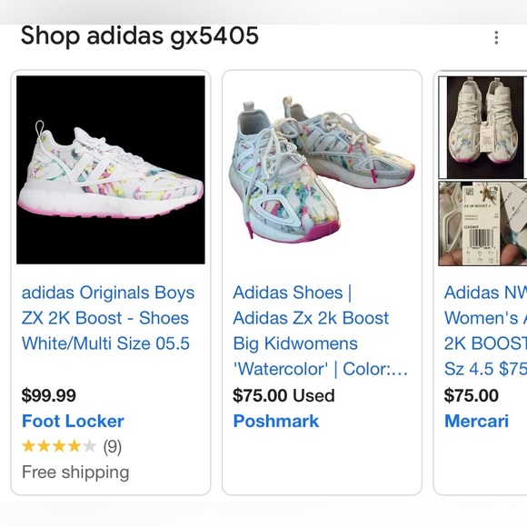 adidas running sneakers ZX 2K BOOST 6.5 youth or 8 Women’s WATERCOLOR - Picture 6 of 6